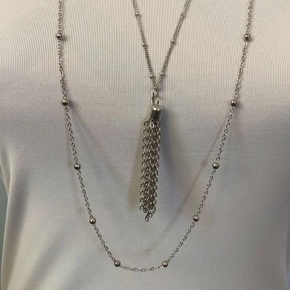 3 Tiered Silver Necklace - Picture 7 of 9